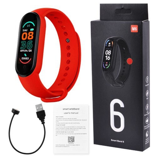 Фитнес-браслет FitPro Smart Band M6 Bluetooth 80 mAh Red (tf4611) - фото 7