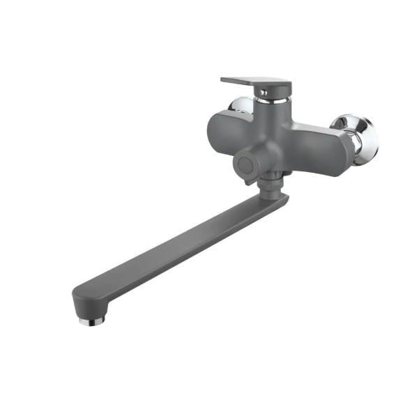 Смеситель для ванны PLAMIX Lucas-006 Euro SET со шлангом/лейкой и кронштейном Graphite (PM6101)