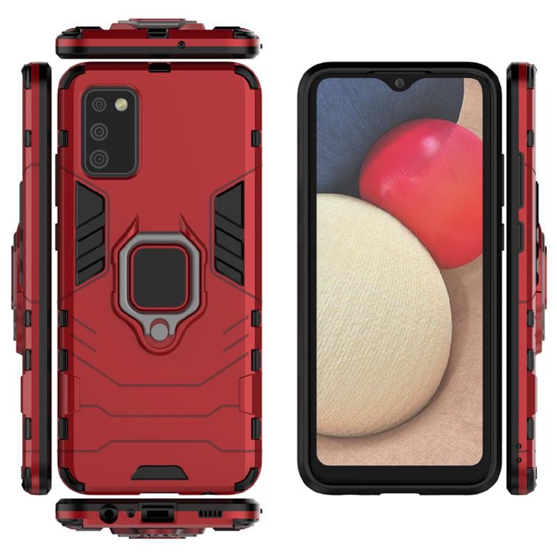 Ударопрочный чехол Transformer Ring for Magnet для Samsung Galaxy A02s Красный / Dante Red - фото 3