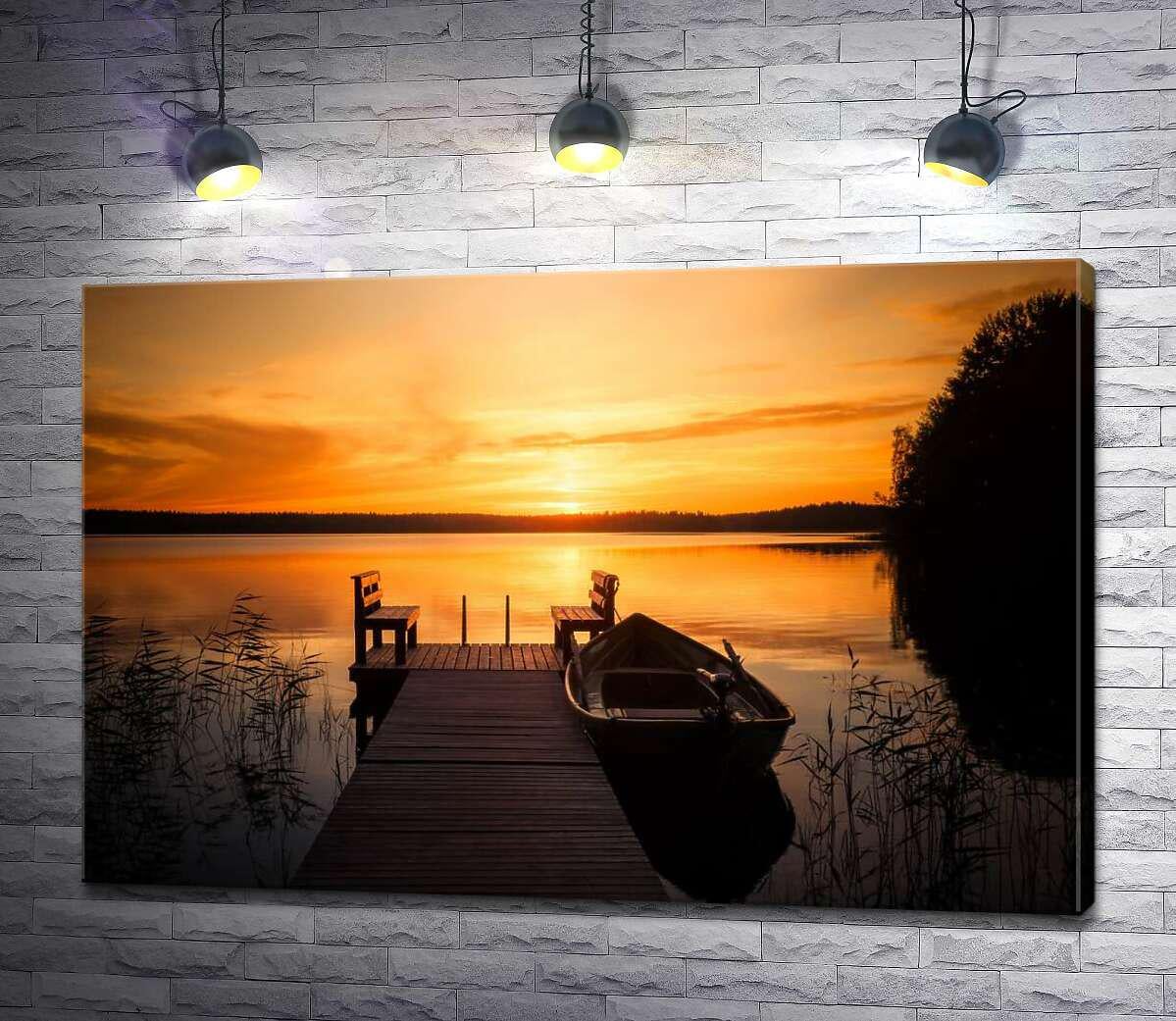 Картина ArtPoster Лодка у причала в вечерних сумерках 100x67 см Модуль №1 (004568)