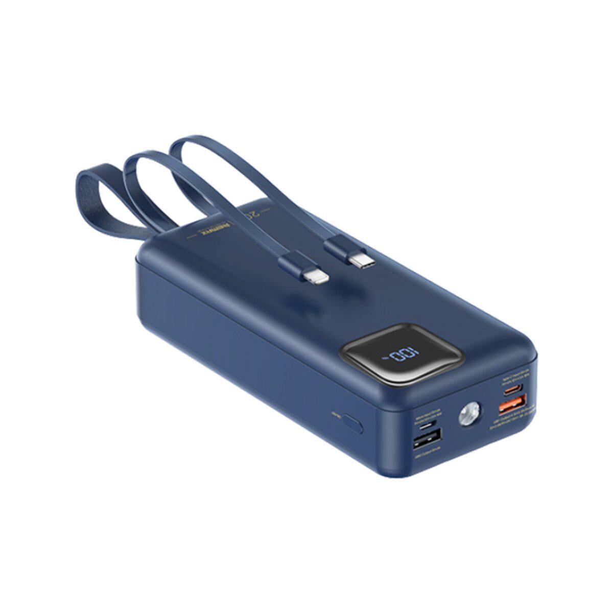 Внешний аккумулятор Remax 30000 mAh встроенный кабель Type-C/Lightning Suji Series PD 20W+QC 22,5 W RPP-550 Blue Внешний аккумулятор Remax 30000 mAh встроенный кабель Type-C/Lightning Suji Series PD 20W+QC 22,5 W RPP-550 Blue