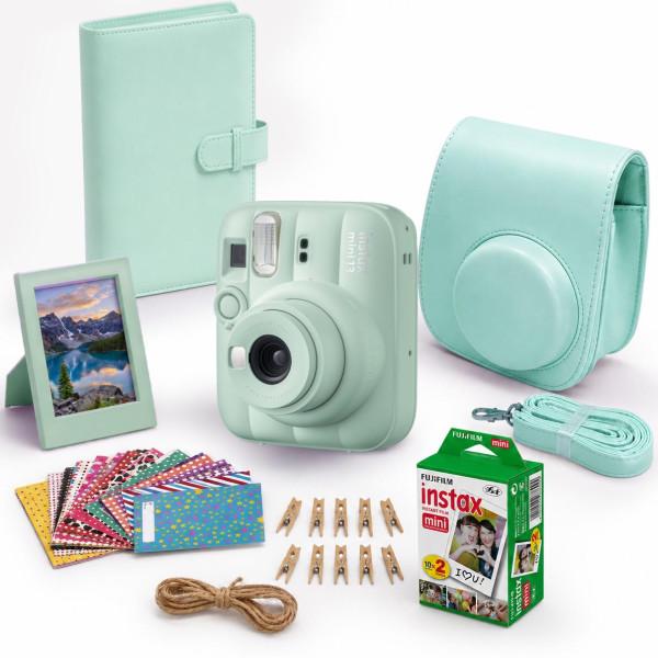 Набор камера моментальной печати Fujifilm Instax Mini 13 с чехлом/фотопленка 20 шт./фотоальбом 108/наклейки 20 шт./фоторамка Lagoon Green (36603398)