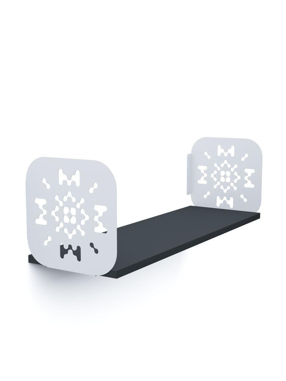 Полиця навісна Меткас Будинок 220х700х220 мм 25 кг/полку ЛДСП Антрацит/Білий сніг (3DPanda-DPN022330702211AW)