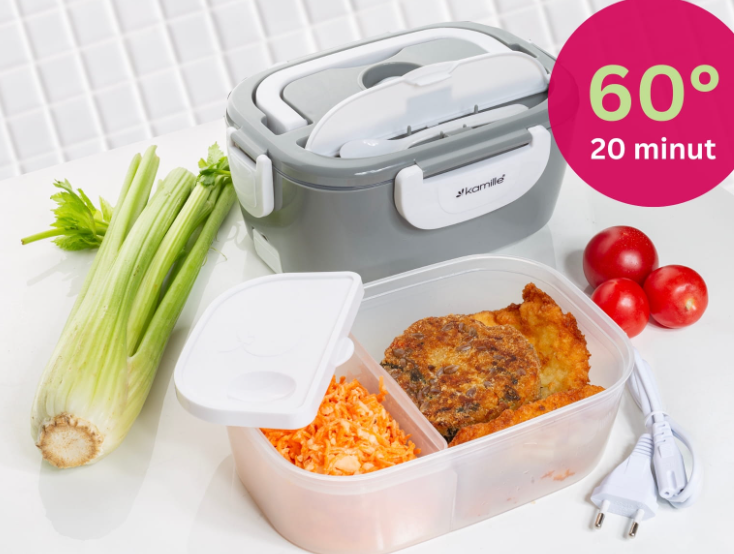 Ланч-бокс електричний Kamille Vizo із двома ємностями 1,5/0,45 л Сірий/Білий (2171) - фото 10 Ланч-бокс електричний Kamille Vizo із двома ємностями 1,5/0,45 л Сірий/Білий (2171) - фото 10