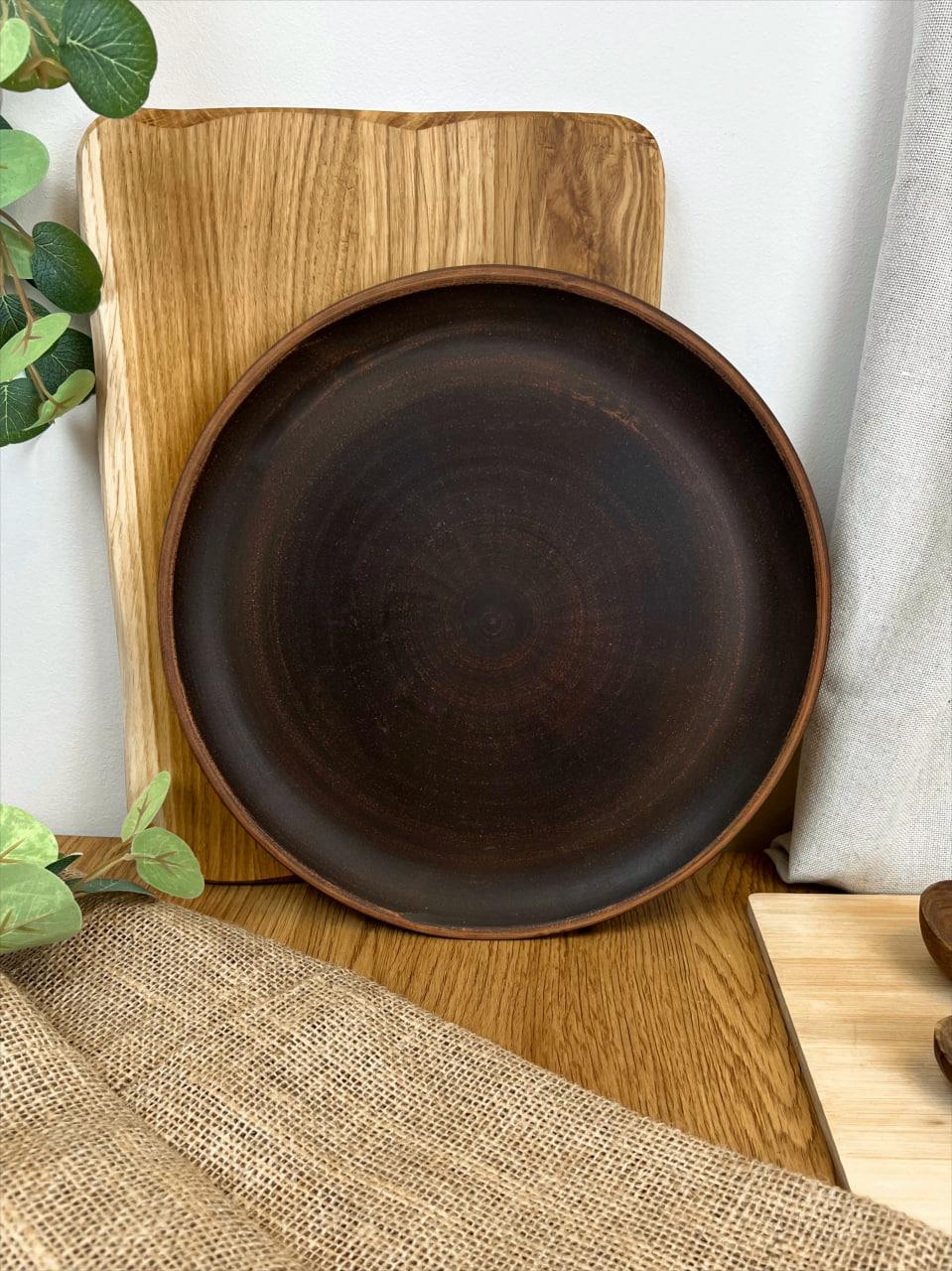 Блюдо для піци керамічне глиняне гладке 30 см (3003-27)