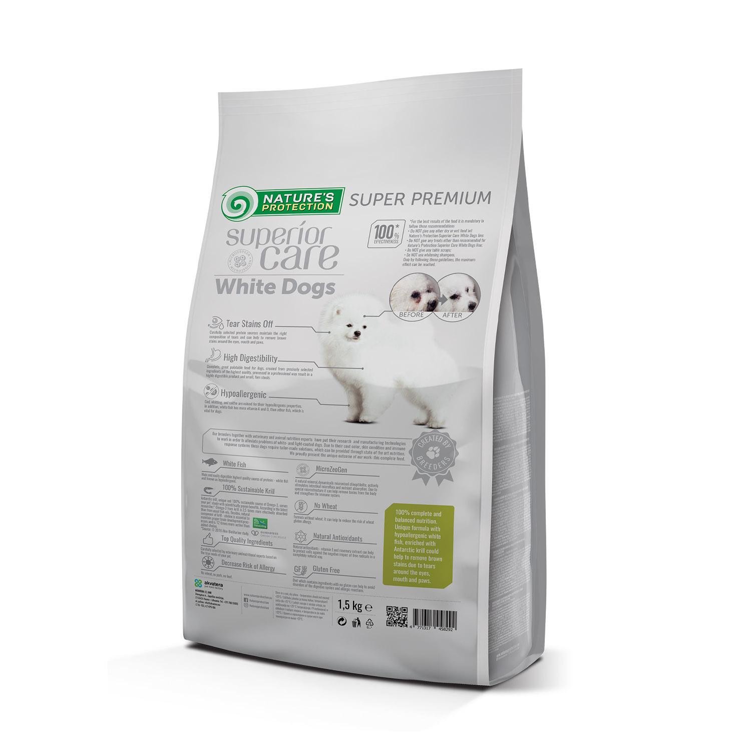 Корм сухой Nature's Protection Superior Care White Dogs Grain Free Junior Small and Mini Breeds для щенят малых пород с белым окрасом шерсти 1,5 кг (NPSC45829) - фото 2