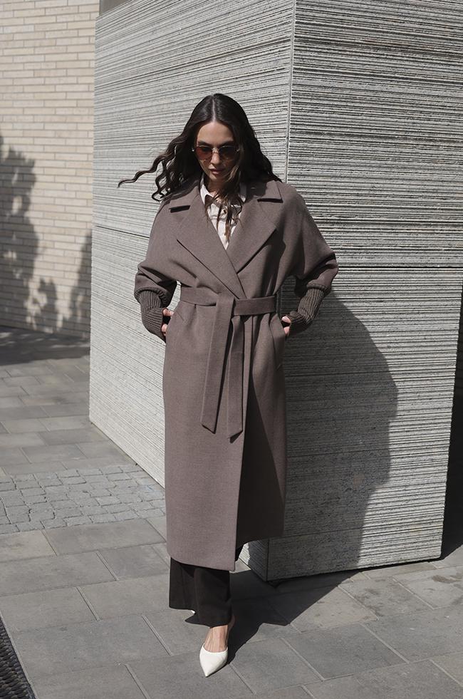 Пальто Lipar с вязаными рукавами р. 50 Мокко (6314) - фото 5 Пальто Lipar с вязаными рукавами р. 50 Мокко (6314) - фото 5