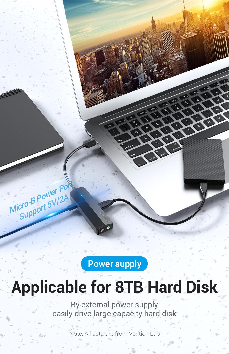 USB-хаб Vention зі звуковою картою USB-3x USB 3.0/2x 3,5 мм minijack/micro-USB додаткове живленя 5 Гбіт/с USB-A 1 м Чорний (CHIBF) - фото 9 USB-хаб Vention зі звуковою картою USB-3x USB 3.0/2x 3,5 мм minijack/micro-USB додаткове живленя 5 Гбіт/с USB-A 1 м Чорний (CHIBF) - фото 9