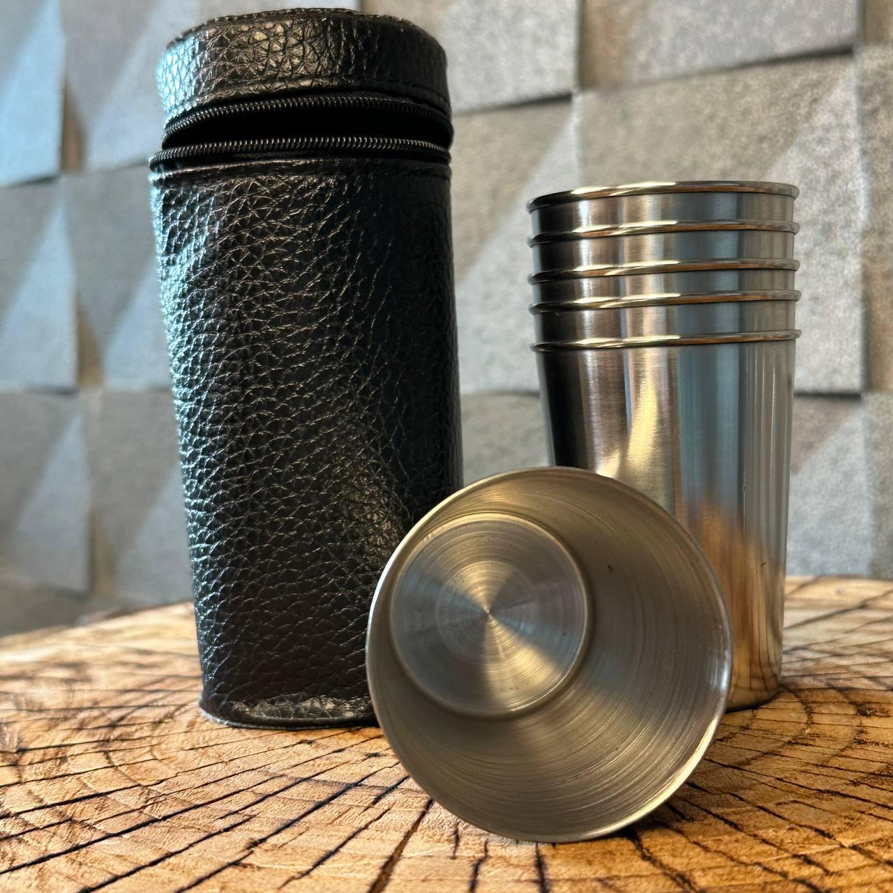 Набір чарок з нержавіючої сталі 6 штук для алкоголю в шкіряному чохлі - фото 4 Набір чарок з нержавіючої сталі 6 штук для алкоголю в шкіряному чохлі - фото 4