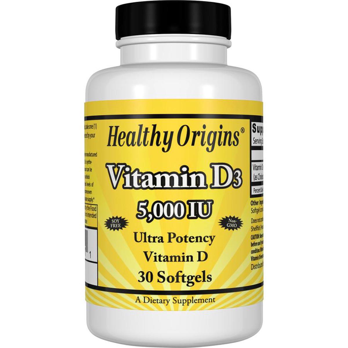 Витамин D3 Healthy Origins 5000 IU 30 капсул (HO15331)
