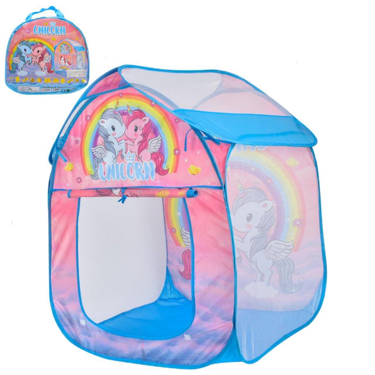 Палатка детская MR 0695 в форме домика с принтом единорога 75x71x91 см (25763162)