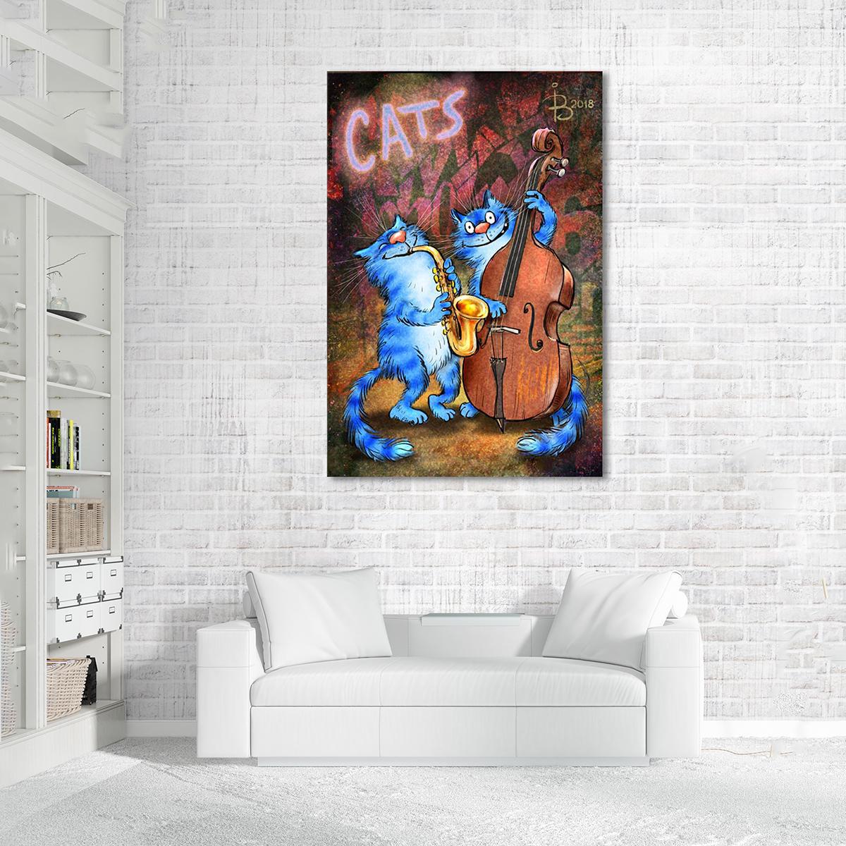 Модульная картина В джазе только котики 1 модуль 50x75 см (_rinaz_20181634005)