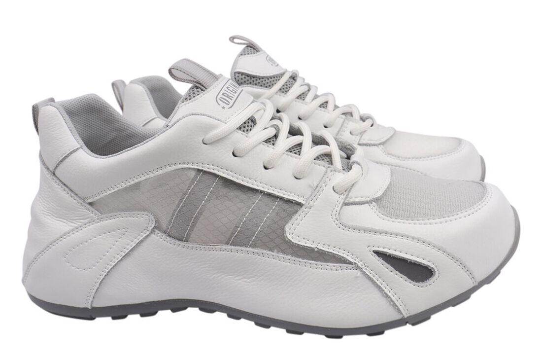 Кроссовки женские Vikonty из кожи на низком ходу на шнуровке р. 39 Белый (252-21LK)