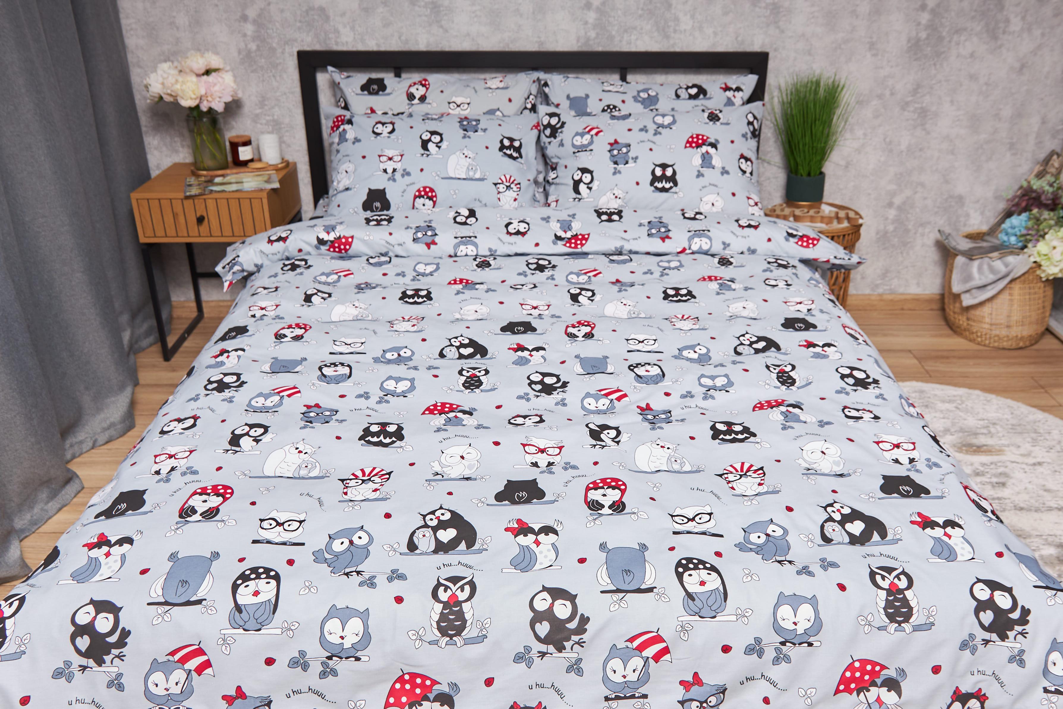 Пододеяльник Moon&Star Gold Люкс Owls Gray бязь полуторный 143х210 см (MS-870000375)