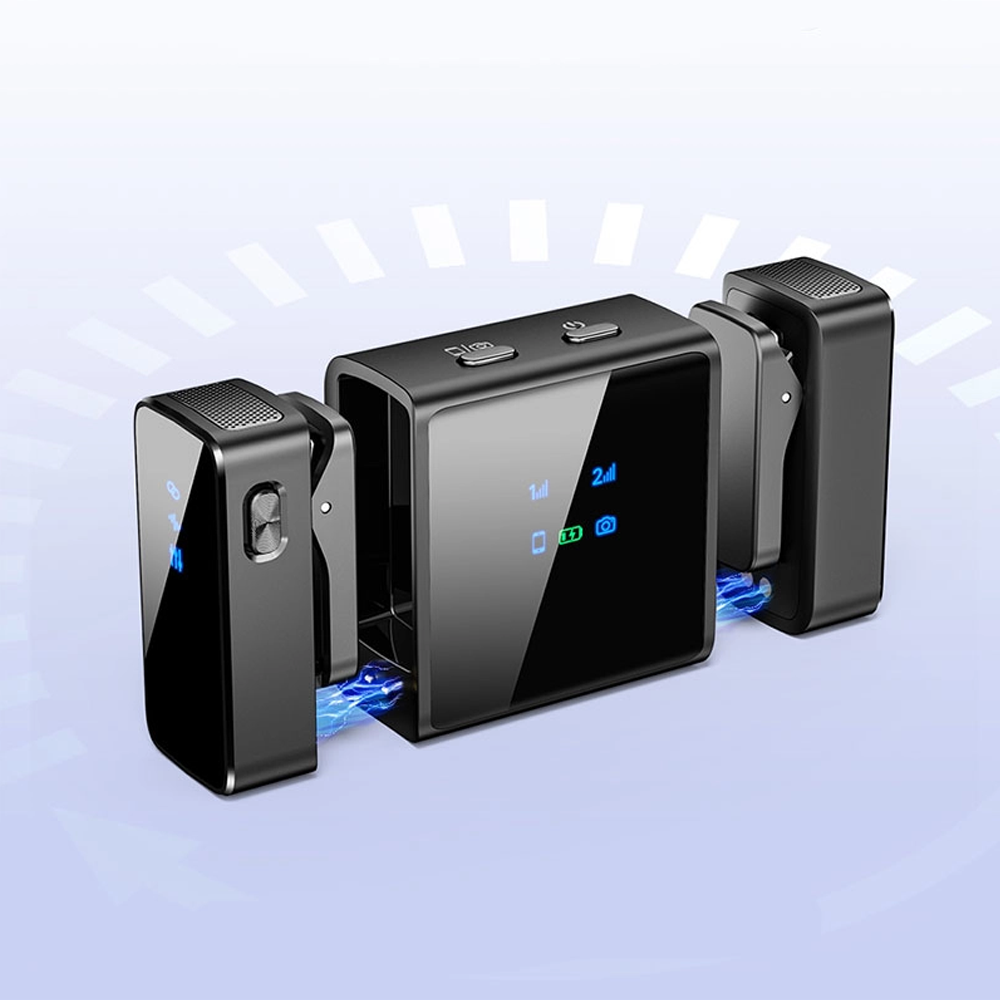 Микрофон петличный беспроводной Savetek M7 2в1 с двойным адаптером для телефонов Android и iPhone Черный - фото 6