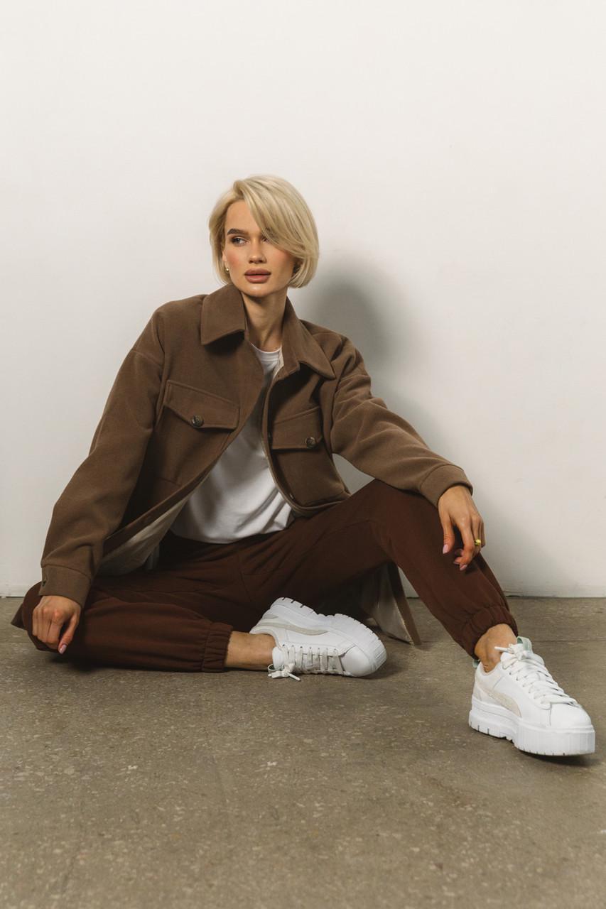 Пальто-рубашка женская из кашемира SM Коричневый (1822980663) - фото 8 Пальто-рубашка женская из кашемира SM Коричневый (1822980663) - фото 8