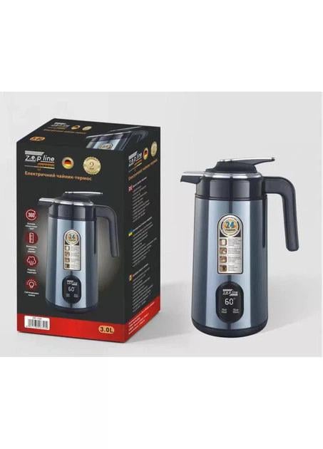 Чайник-термос електричний Zepline ZP123 з показниками температури 3 л 2200 Вт Синій - фото 2