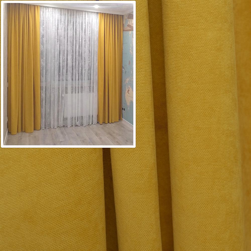 Комплект штор Мікровельвет 1,5x2,85 м 2 шт. №38 Жовтий (BB71L-01) - фото 5