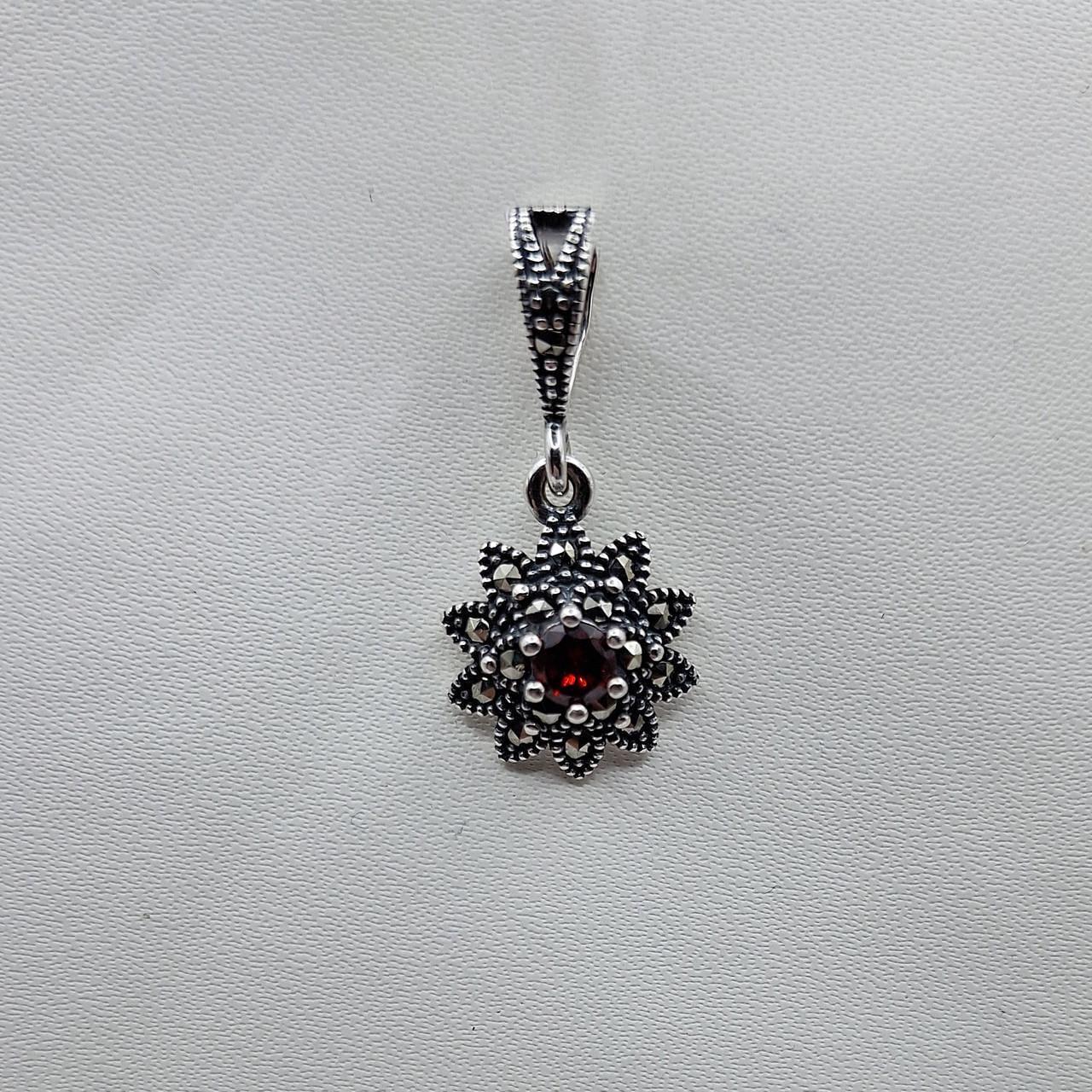 Серебряный кулон с гранатом и марказитом 1,9 г (2658633480)