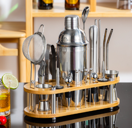 Набор для бармена 23 пр. с подставкой/металлическими камнями для коктейлей (2356319928)