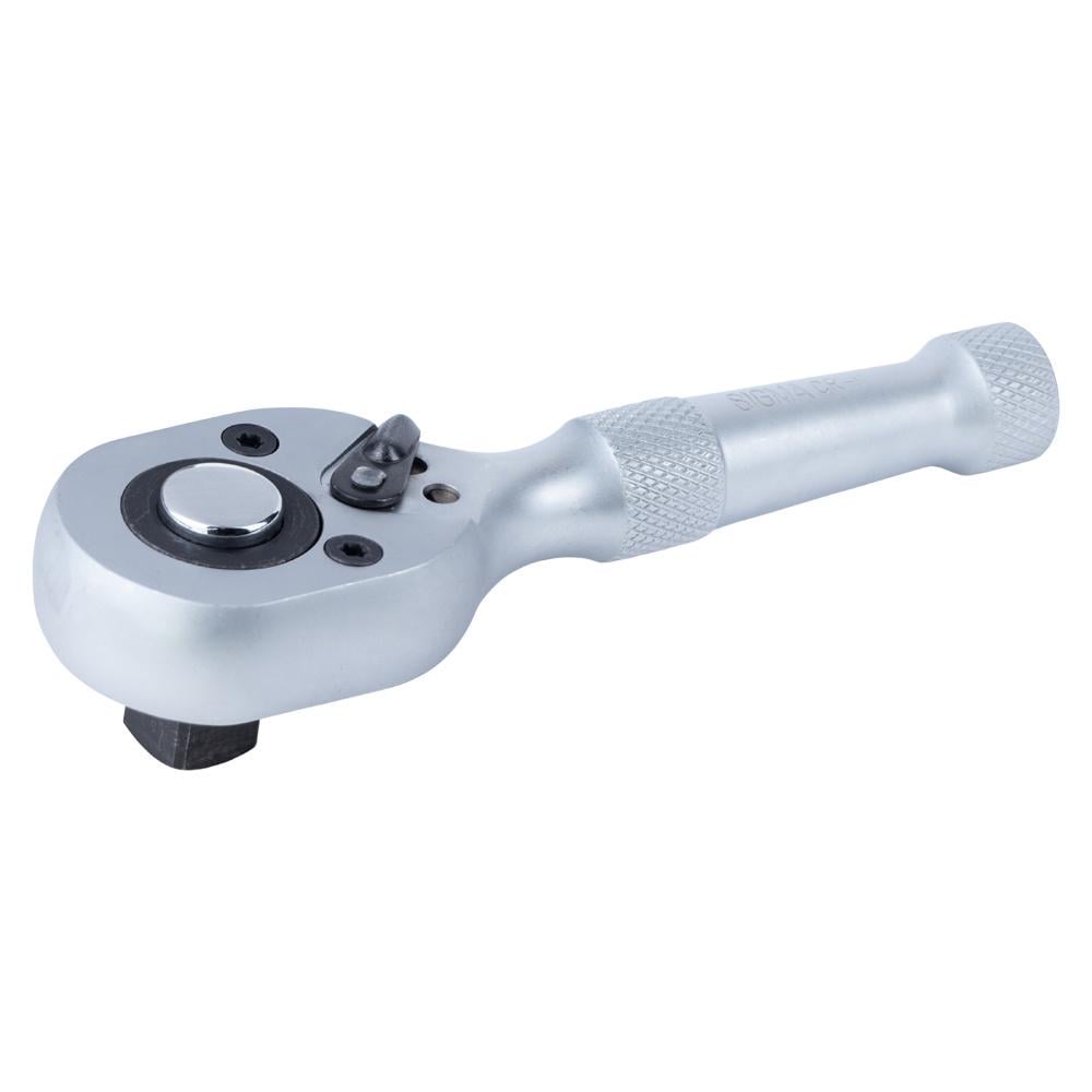 Ключ-трещотка Sigma укороченная с металлической ручкой 1/2" 140 мм 45T CrV (6050231)