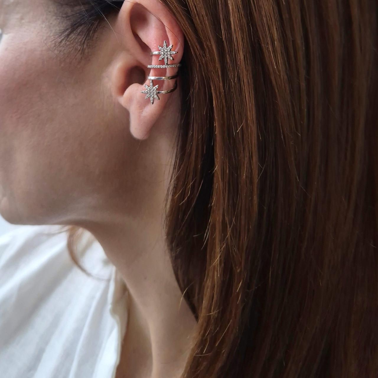 Сережка обманка на хрящик зірки в каменях срібло 925 проби родоване 1,60 г (2419r) - фото 3 Сережка обманка на хрящик зірки в каменях срібло 925 проби родоване 1,60 г (2419r) - фото 3