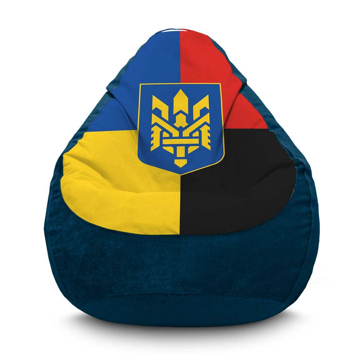 Кресло мешок iPuff Украина Герб Флок XL 80x110 см Темно-синий
