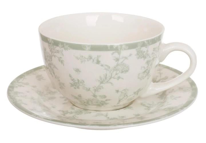 Набор чашки с блюдцем Floral фарфор 250 мл Green (K207)