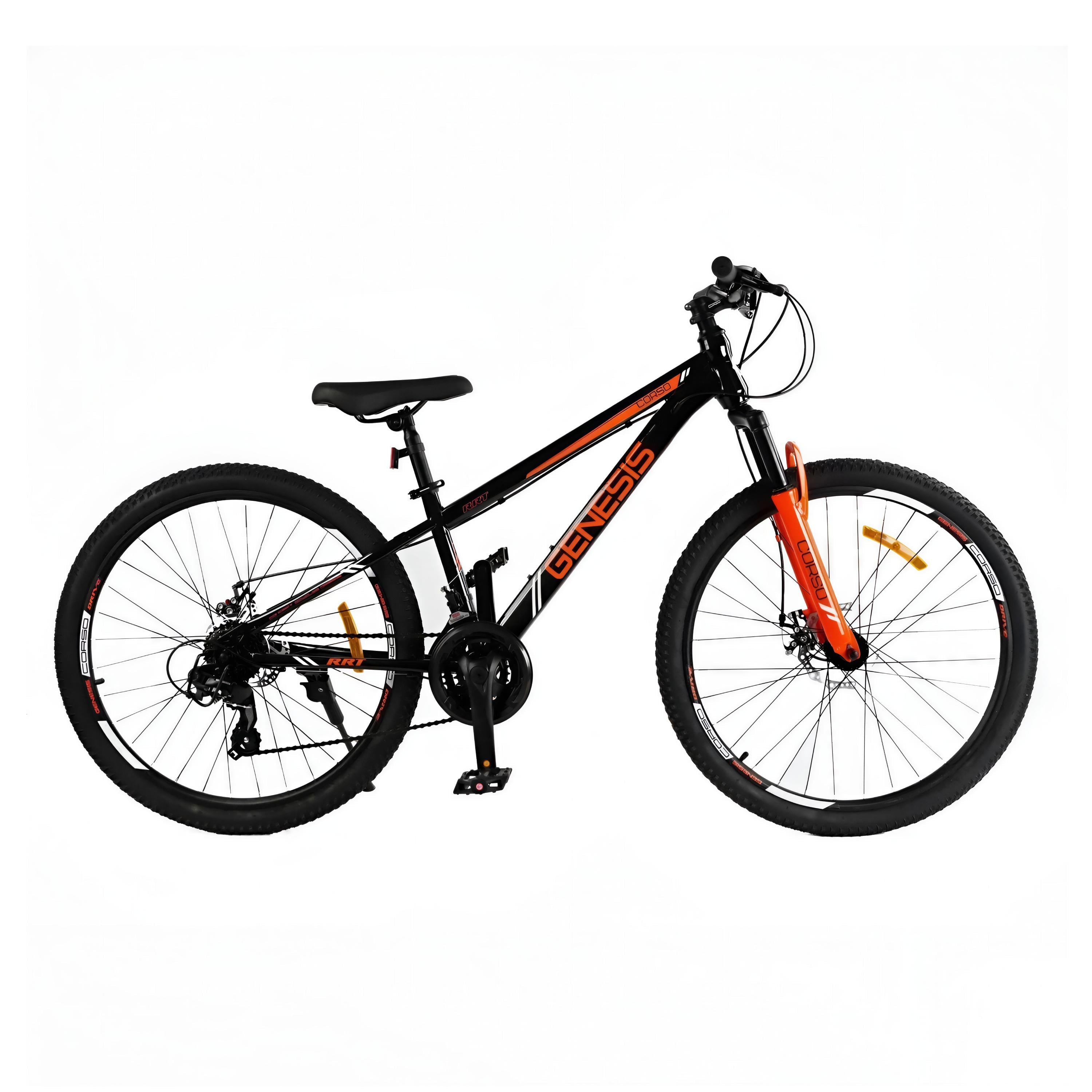 Велосипед подростковый горный 26" Corso Genesis AM DD рама 13" ростом 130-155 см Черно-оранжевый (260050)