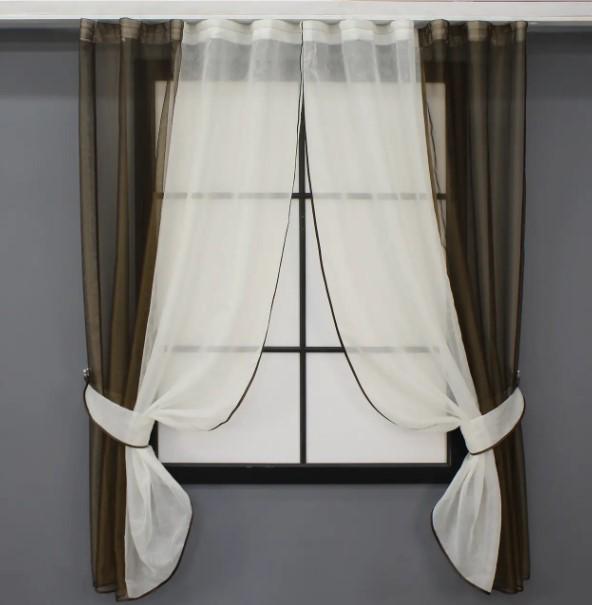 Шторки кухонные 270х170 см Венге/Молочный (083к)