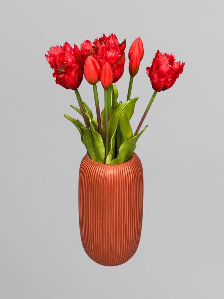 Букет декоративних кучерявих тюльпанів 5 шт. 40 см Червоний (К07050) - фото 4