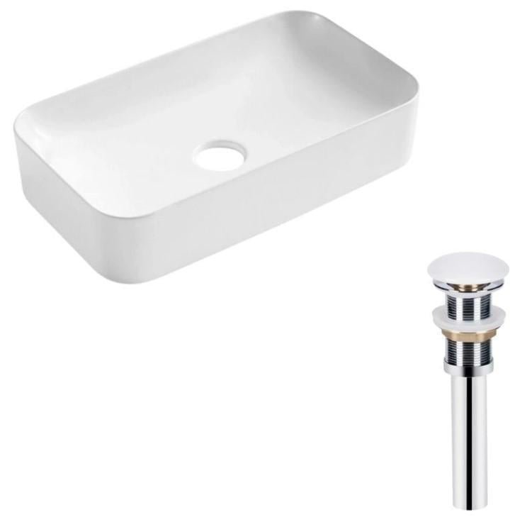 Раковина накладная прямоугольная Qtap Tern 610x350x135 мм с донным клапаном PU02 White (QT17112270WN47304)