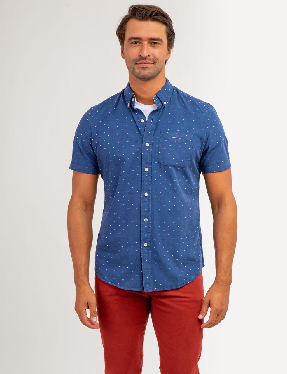 Сорочка чоловіча U.S. Polo ASSN SWISS DOT POPLIN S Синій (48262412984437)