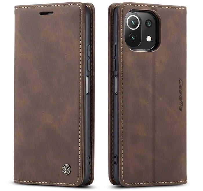 Чехол книжка с магнитом CaseMe для Xiaomi 11 Lite 5G NE Dark Brown (24813-05)