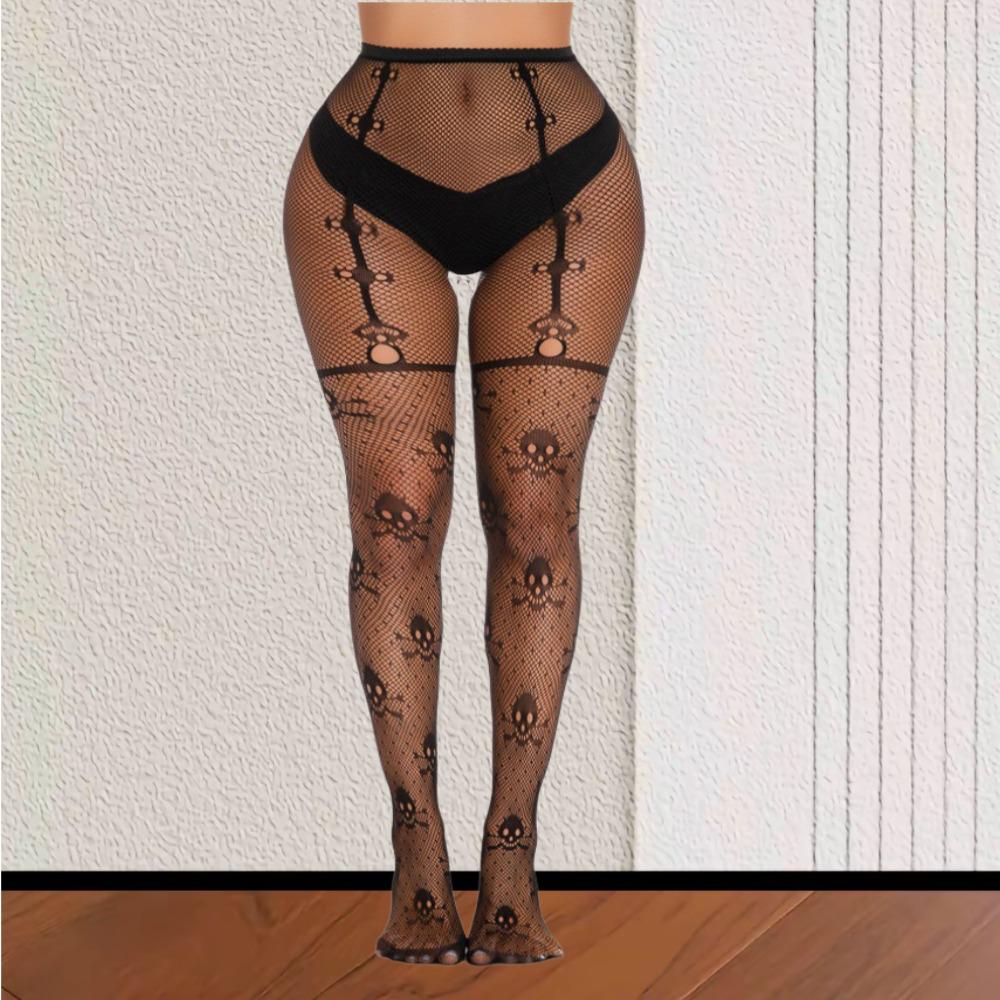 Колготки с черепами хэллоуин женские One size Черный (К6121) - фото 4