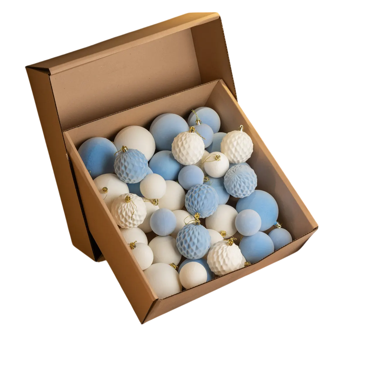 Новорічний набір ялинкових куль Оксамит із пластику 40 шт. Білий з блакитним (150-41-Оксамит блак.)