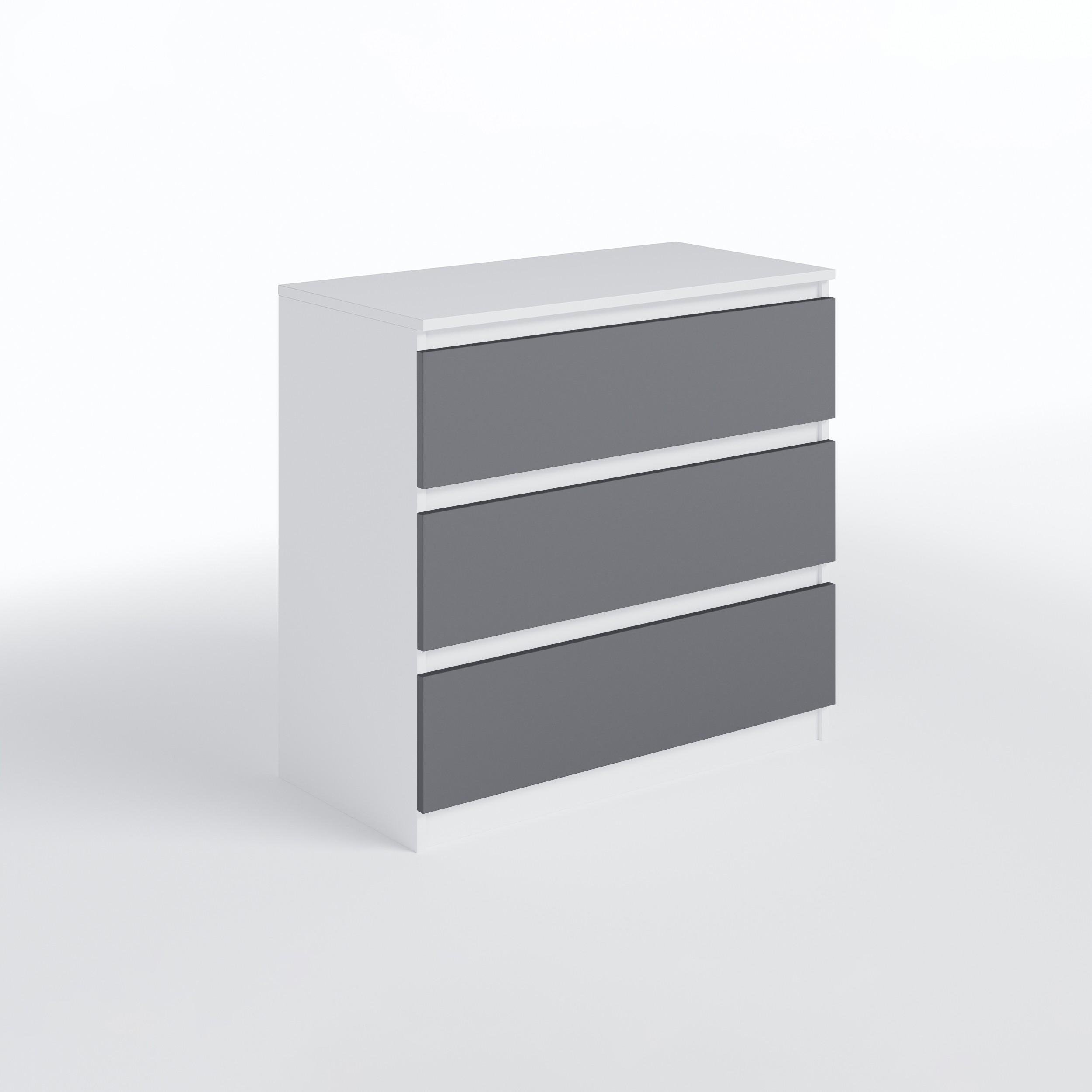 Комод на 3 ящика без ручек FT-214 800х400х755 мм Белый/Антрацит - фото 4