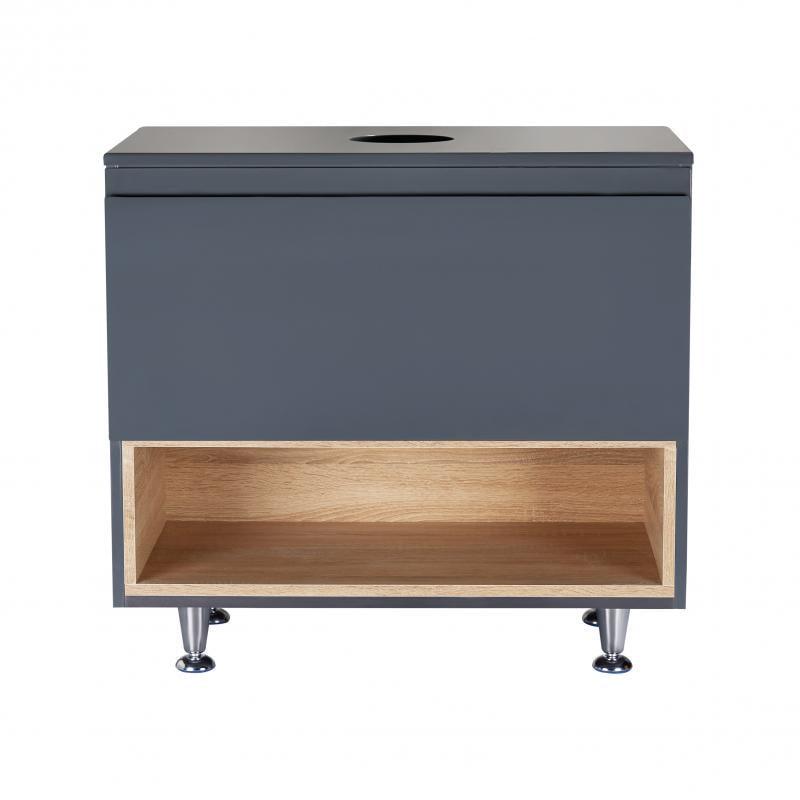 Тумба підлогова зі стільницею Q-tap Robin 700х616х437 Graphite/Whitish oak (QT1380TNН7002GWO)