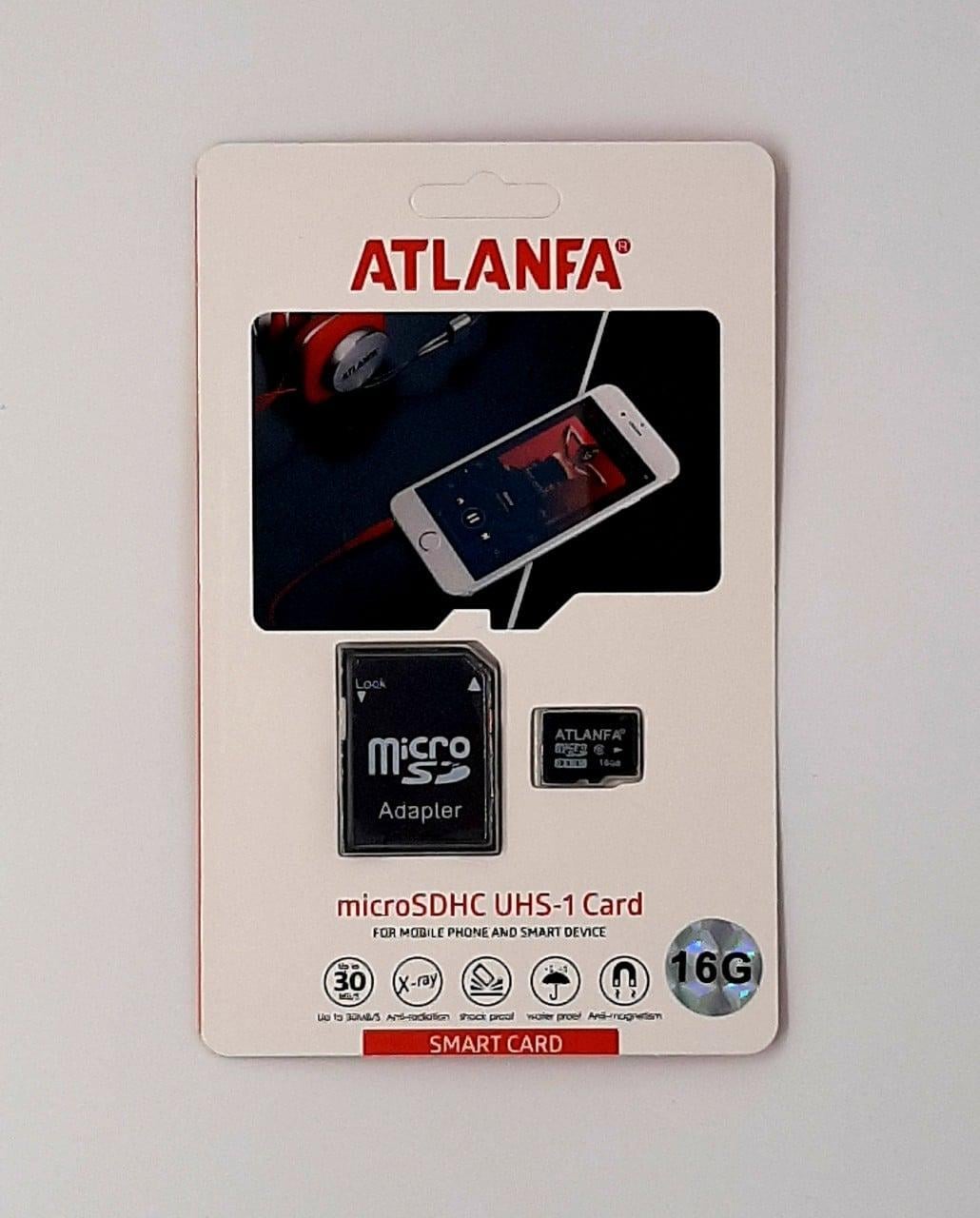 Карта памяти micro sd Atlanfa 16 Гб с адаптером 10 class Черный