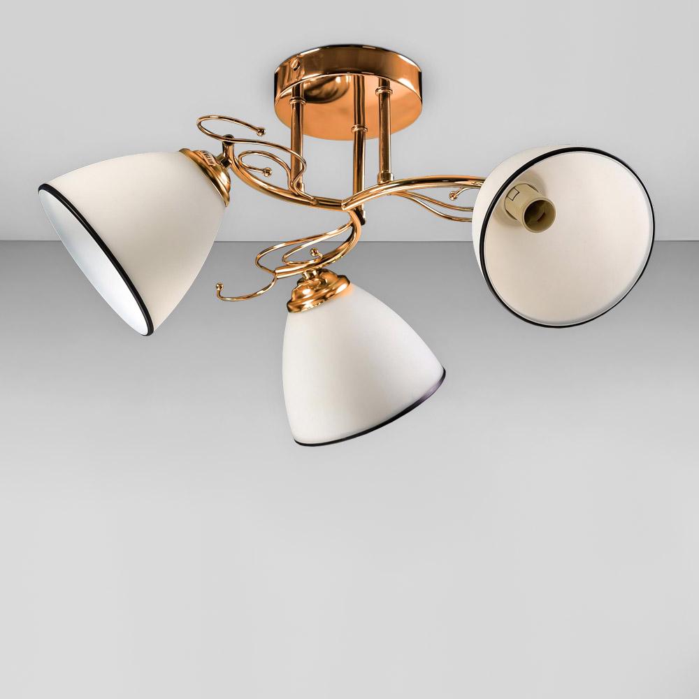 Люстра потолочная Light House SZ-19007/3 FGD с каймой 520х200 мм E14 Золотой/Белый