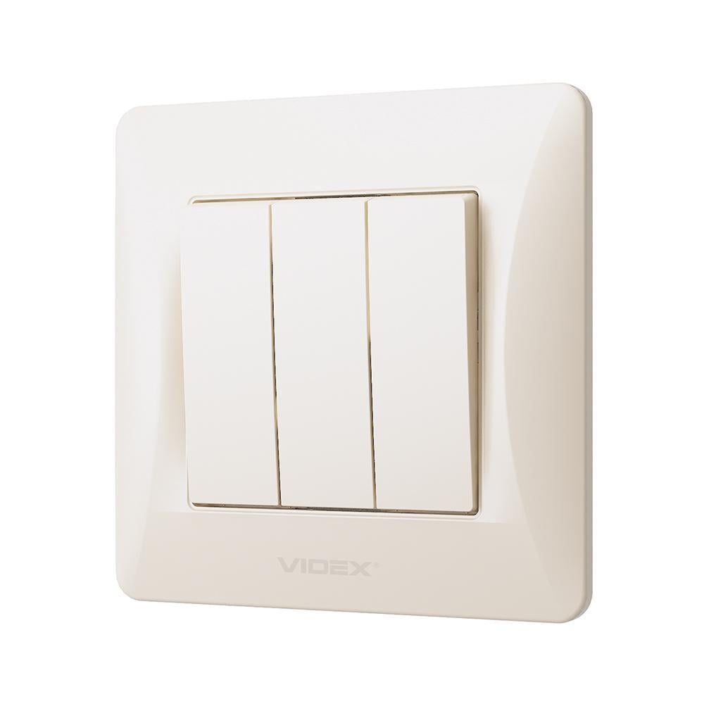 Вимикач трьохклавішний Vіdех Bіnеrа Кремовий (22550987)