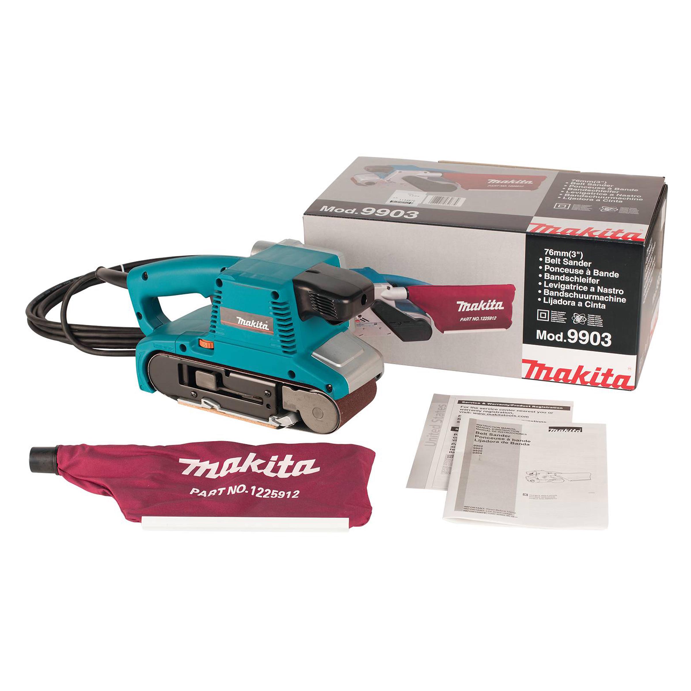 Ленточная шлифовальная машина Makita 9903 (1010Вт, 76 x 533 мм) шлифмашина с возможностью выбора необходимых скоростей (4565)