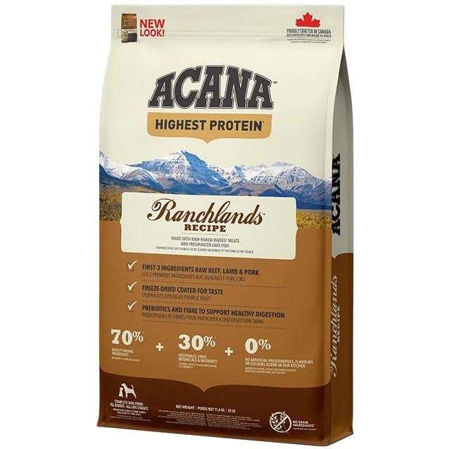 Корм сухой Acana Ranchlands Dog Recipe для собак всех пород и возрастов с говядиной/ягненком и свининой 11,4 кг (a54311)