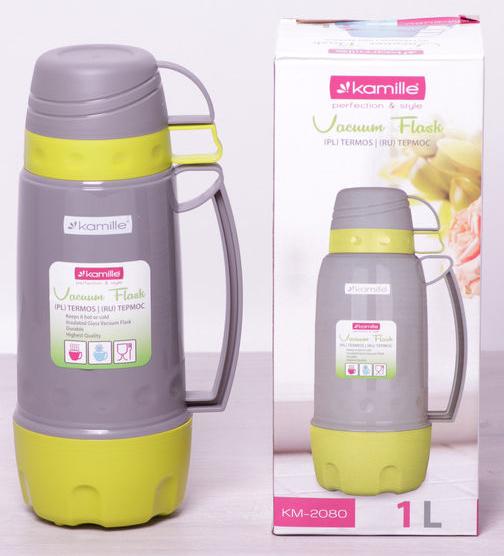 Термос Kamille Glass Pleasure зеркальная колба 2 чашки 1000 мл