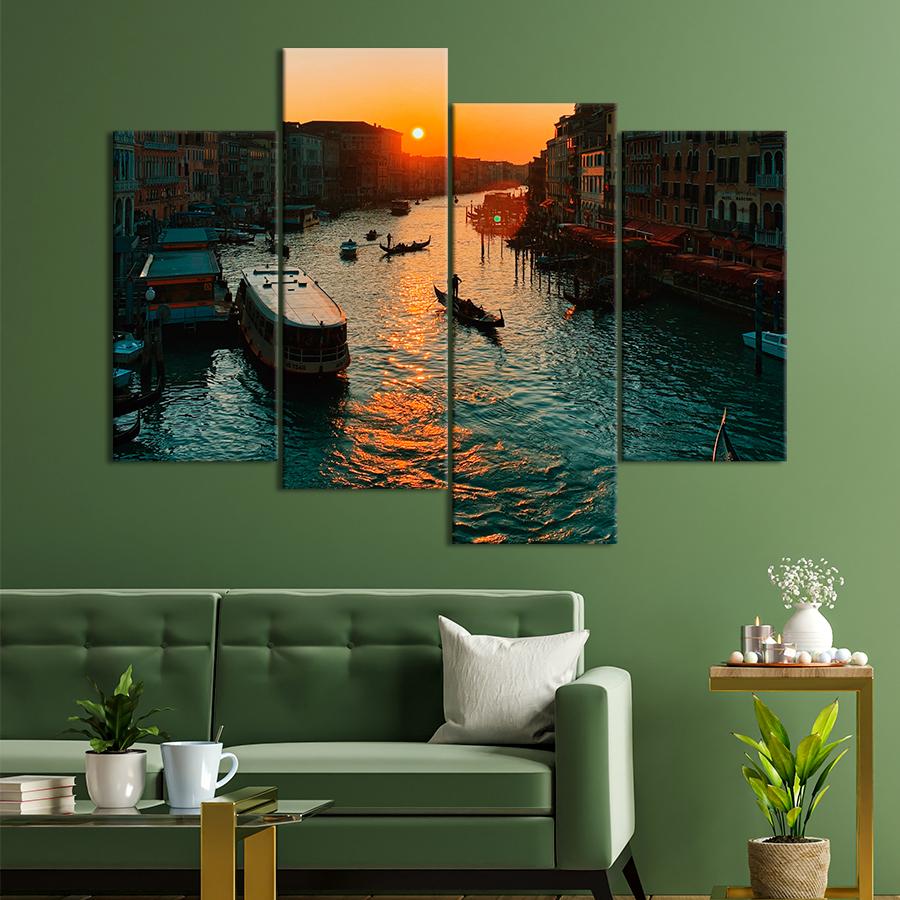 Картина город Вечернее солнце над Гранд-каналом в Венеции 129x90 см (A821-4)