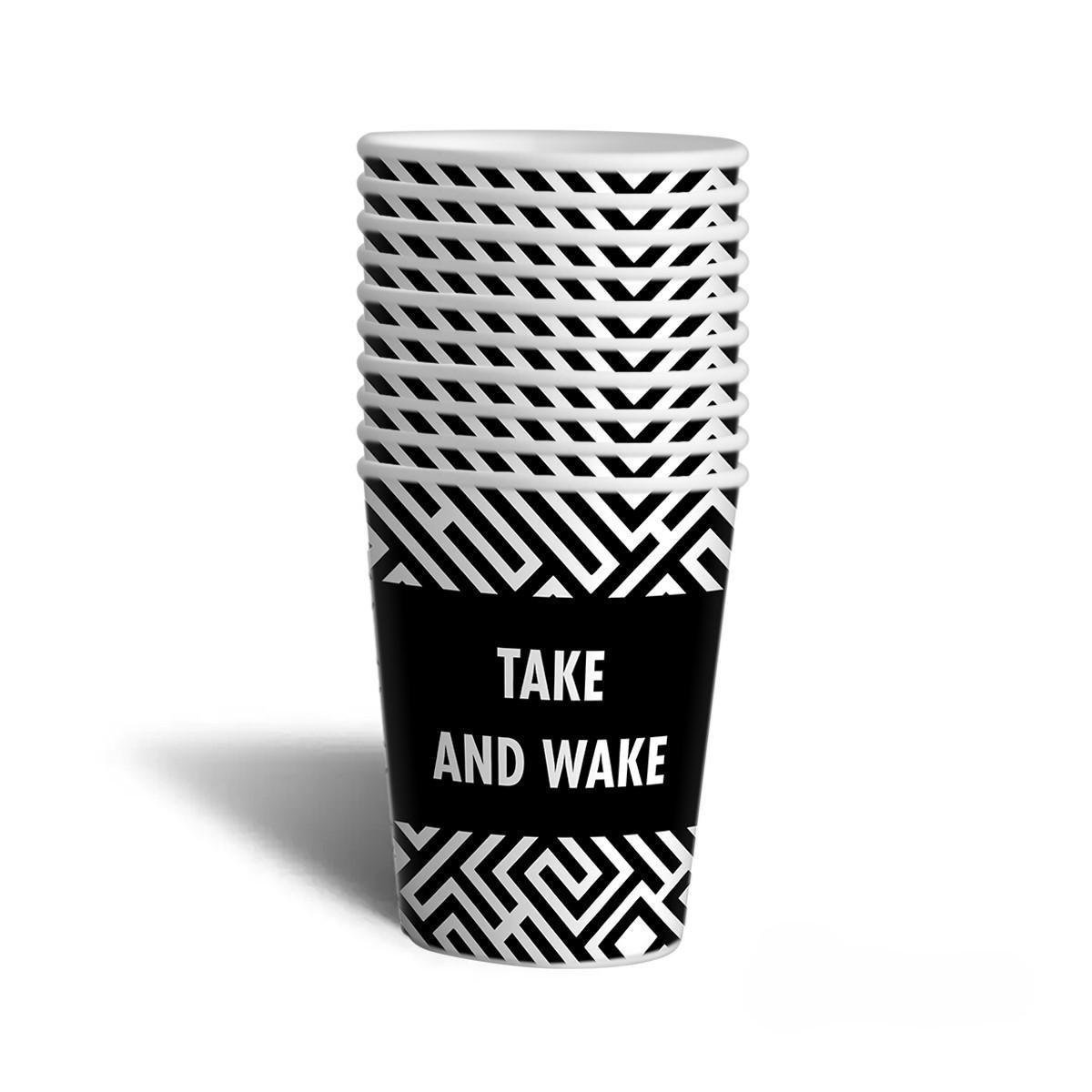 Стакан бумажный Система 98 175 мл с надписью d70 мм 50 шт. Черно-белый (0140)