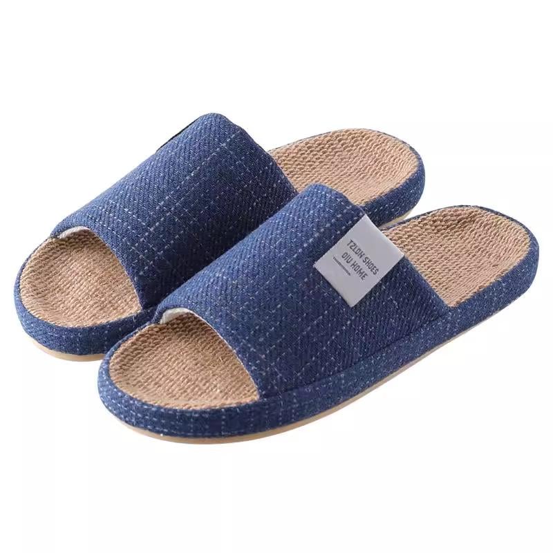 Тапочки льняные Элит TZLDN с открытым носком р. 45/46 29,5 см Темно-синий (29416810) Тапочки льняные Элит TZLDN с открытым носком р. 45/46 29,5 см Темно-синий (29416810)