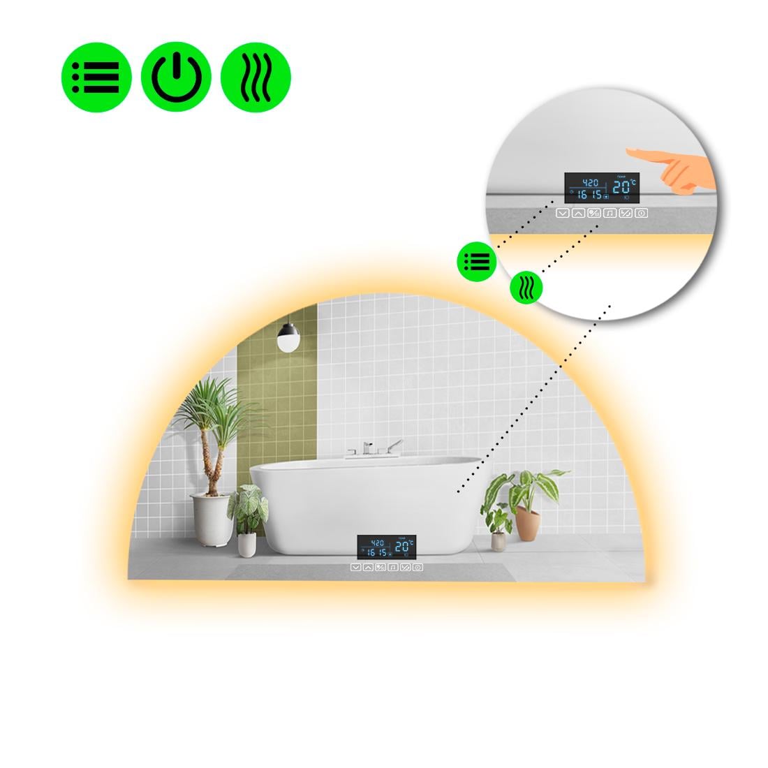 Зеркало с LED подсветкой Cerhio 2 с Smart-блоком и подогревом 90x45 см (8995142)
