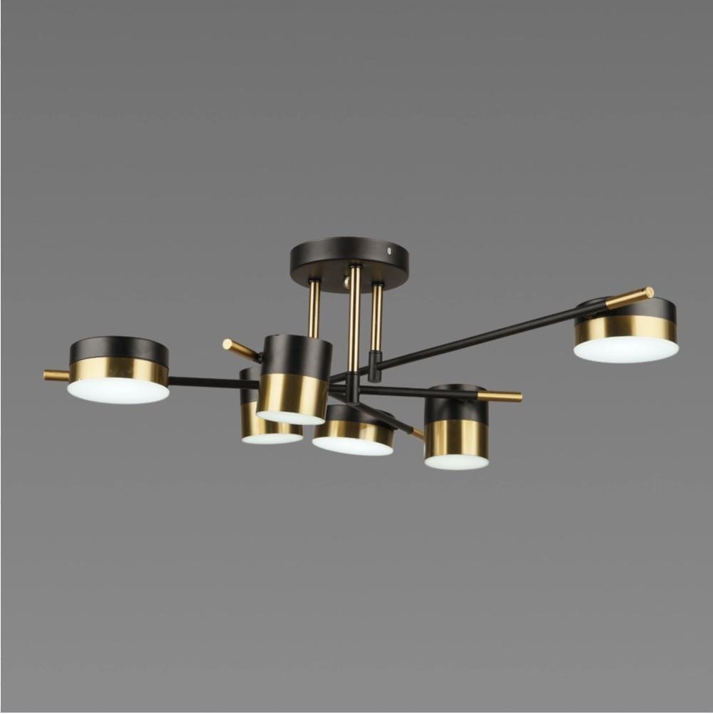 LED-люстра стельова Sirius з плафонами 3000/6500К IP20 B N4544/6 78W Чорно-золотий (28687671)