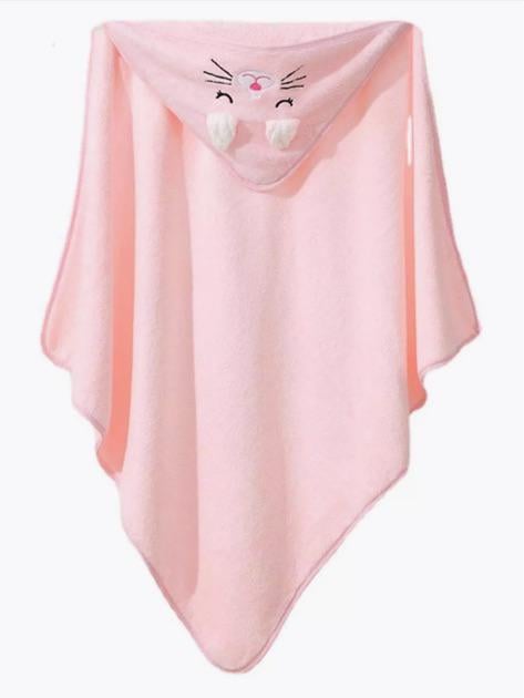 Полотенце-уголок с капюшоном Заячий 80х80 см Розовый